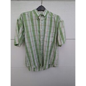 Sun River Clothing Co. Button-up Short Sleeve Shirt Men's Large Green Plaid
